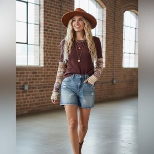 We The Free by Free People All In Cuff Thermal Waffle Knit Thumbhole Top